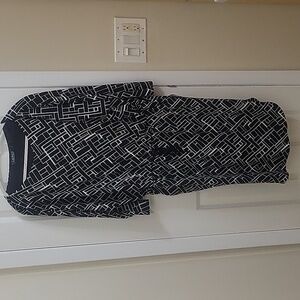 Lauren Ralph Lauren Black and White Geometric Midi Dress